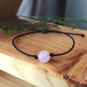 Rose Quartz Stone Waxed Bracelet